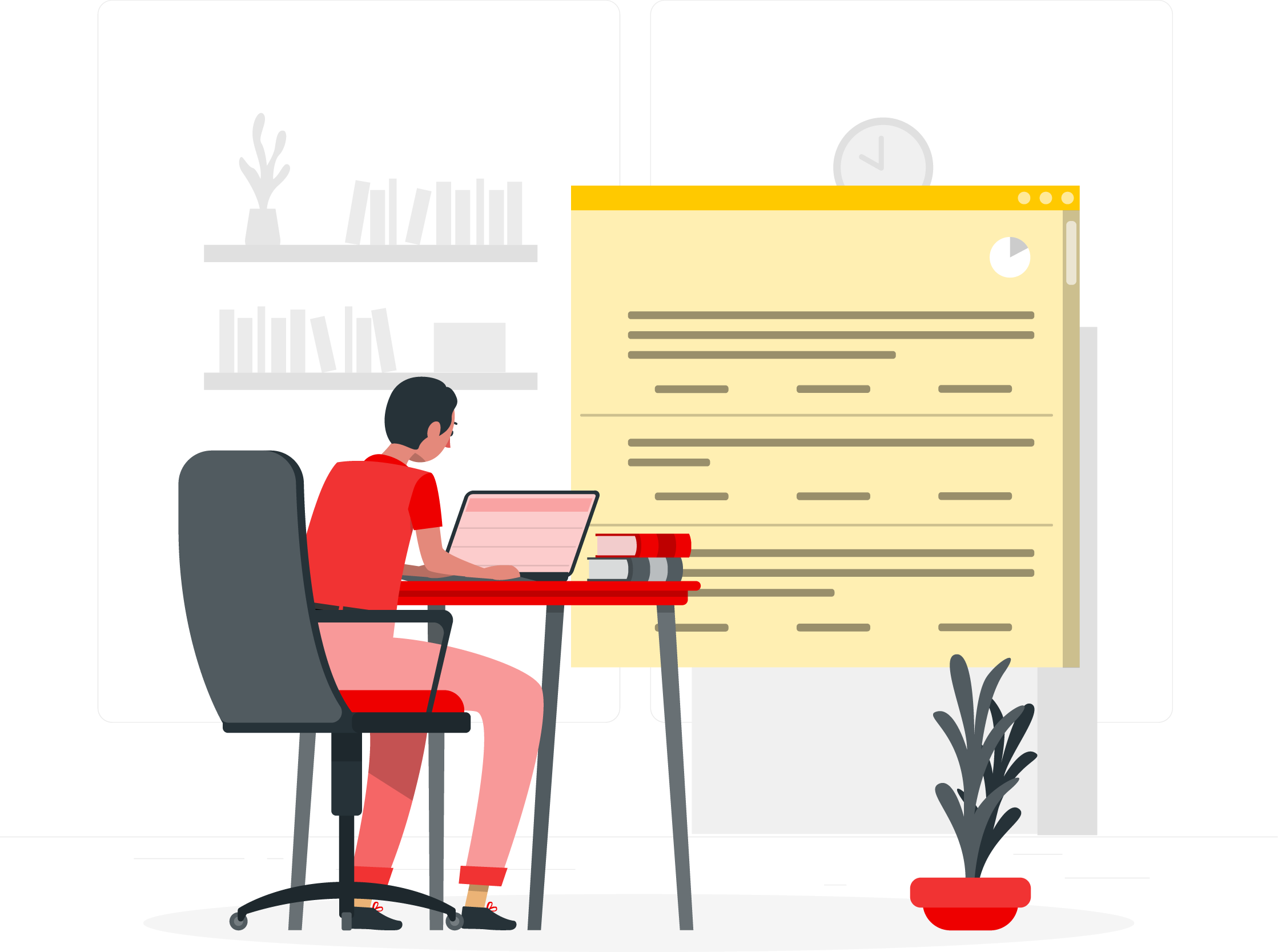 Person sitzt am Schreibtisch am Laptop und forscht