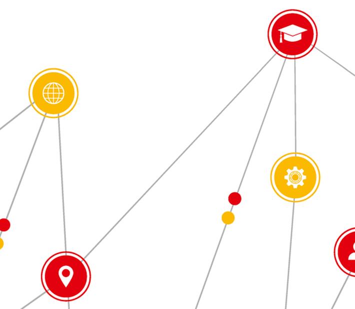 Ein Netzwerk, das verschiedene Icons verbindet
